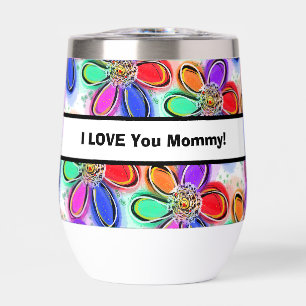 Love You Mummy Colourful Artsy Flowers Love NAME