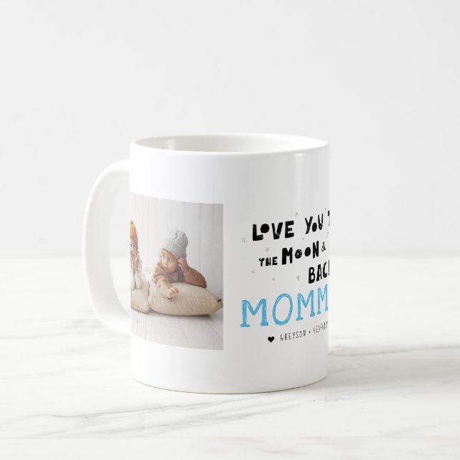 Love You Mummy | Hand Written Two Photo Collage Coffee Mug (Front Left)