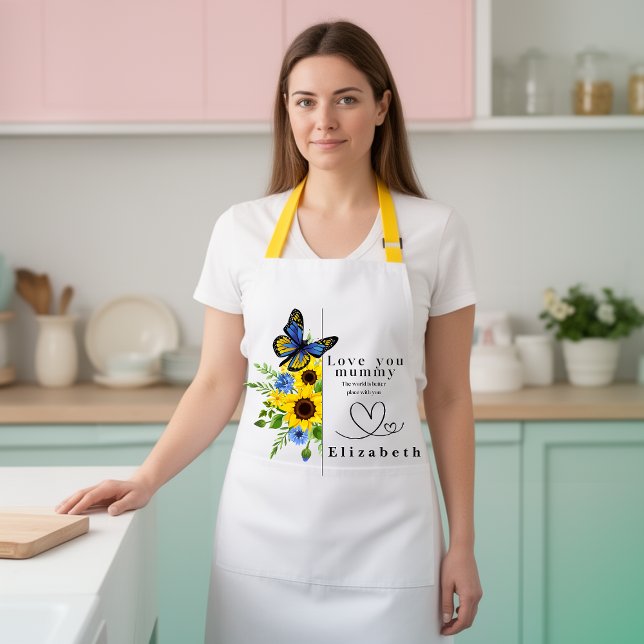 Love You Mummy Personalized Floral Apron (Creator Uploaded)