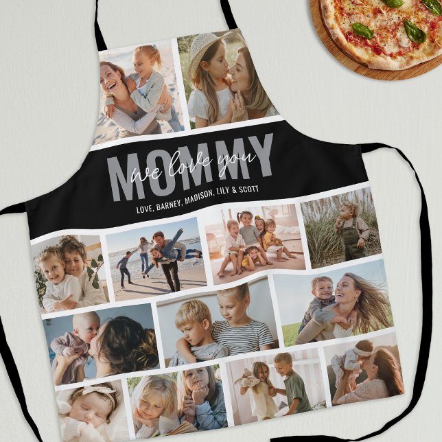 Love You Mummy Photo Collage Black Apron (Creator Uploaded)