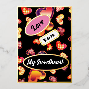 Love You My Sweetheart Pretty Ombre Plaid Hearts