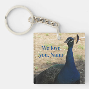 Love You Nana Blue Bird Photo Pretty Peacock Key Ring