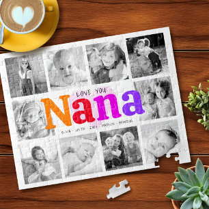 Love You Nana Colorful Rainbow 10 Photo Collage Jigsaw Puzzle