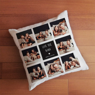 Love You Nana   Photo Collage Handwritten Text Cushion