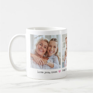 Love You, Nana   Three Photos and Any Color Heart Coffee Mug
