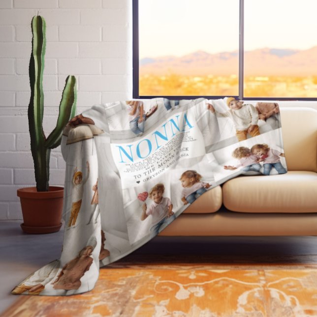 Love You Nonna | Custom Message Photo Collage Fleece Blanket (Creator Uploaded)