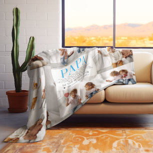 Love You Papa Custom Message Photo Collage Fleece Blanket