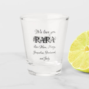Love You Papa Modern Cool Personalised Family Cute Shot Glass