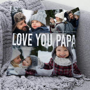 Love You Papa Photo Collage Cushion