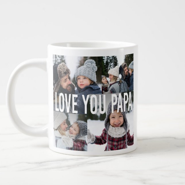 Love You Papa Photo Collage Father's Day  Large Coffee Mug (Left)