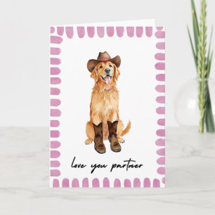 Love You Partner Cowboy Dog Valentines Day Card