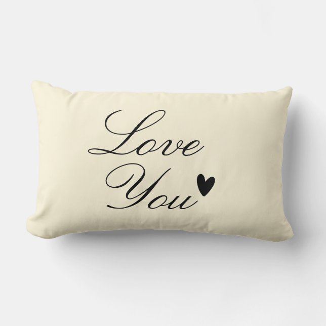 "Love You" Personalised Text Design Lumbar Cushion (Front)