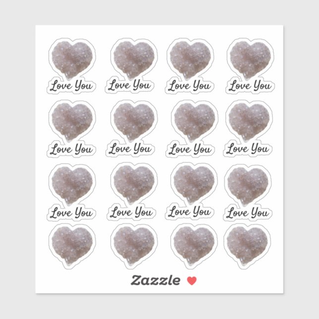 Love You Pink Amethyst Crystal Heart  (Sheet)