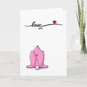 Love You - Pink Bunny Valentines Day Holiday Card