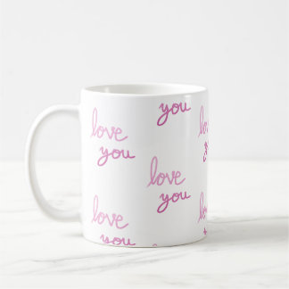 Love you pink handwriting pattern coffee mug