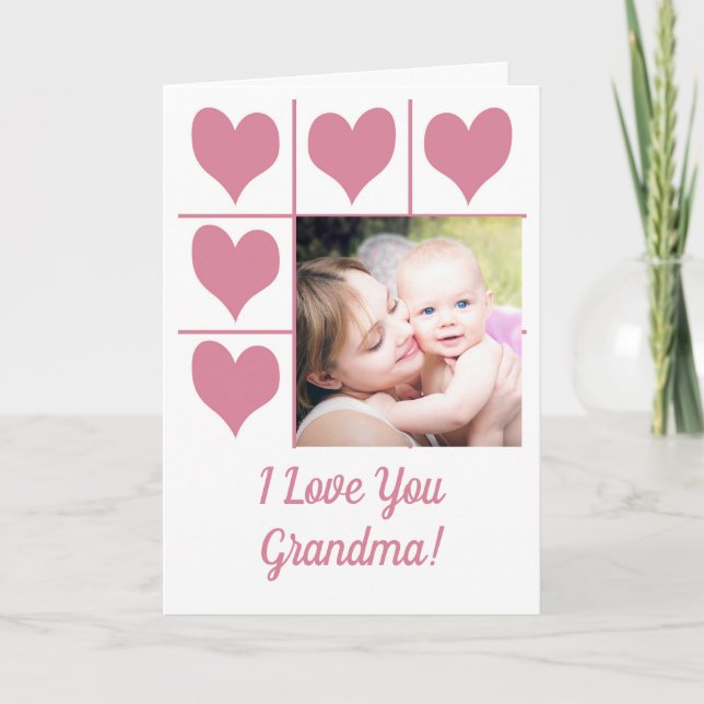 Love You Pink Hearts & Photo Valentine's Holiday Card (Front)