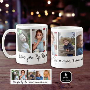 Love You Pop Pop Grandchildren 5 Photo Collage   Coffee Mug