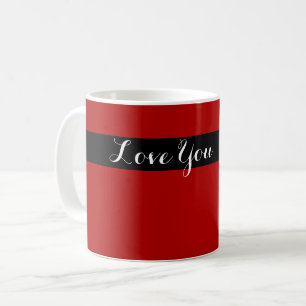 Love You -Red Black Contemporary Design Coffee Mug