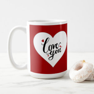 Love You Red Heart Custom Name Romantic Coffee Mug