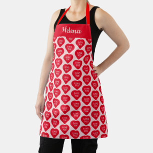 Love You Red Heart Personalised Apron