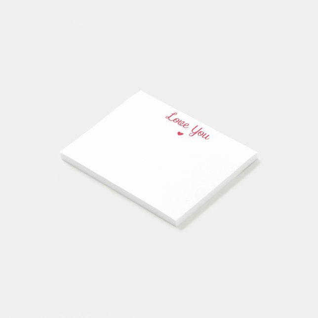 Love you red heart post-it notes (Angled)