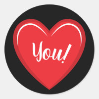Love You Red Heart Sticker on Solid Black