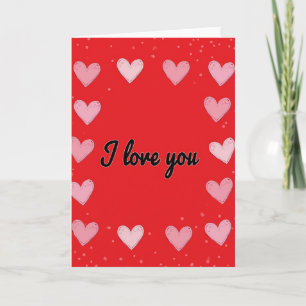 Love You Red Hearts Pattern Card