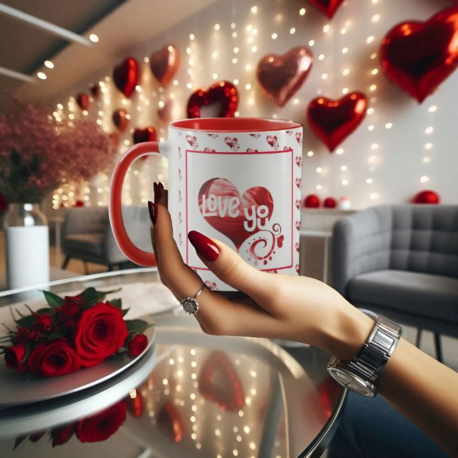 Love You Red marble Heart Valentine mug (Creator Uploaded)