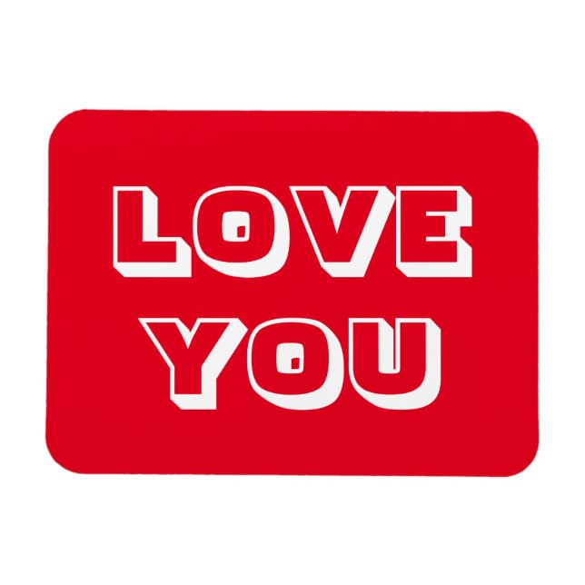 Love You, red white modern bold Magnet (Horizontal)