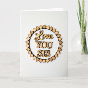 Love You Sis Wood Art Card