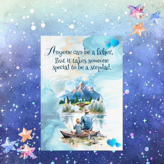 Love You Stepdad Blue Smoky Mountains Lake Fishing Holiday Card (Love You Stepdad Blue Smoky Mountains Lake Fishing Holiday Card)