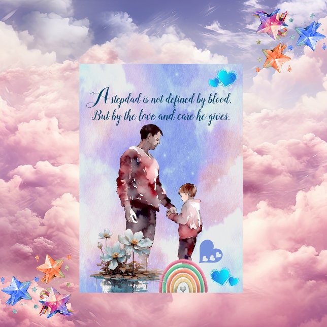Love You Stepdad Blue Smoky Sky Cloud Rainbow Cute Holiday Card (Love You Stepdad Blue Smoky Sky Cloud Rainbow Cute Holiday Card)