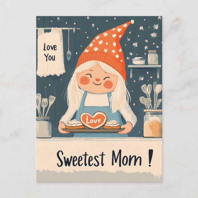 Love You, Sweetest Mom Design Holiday Postcard (Front)