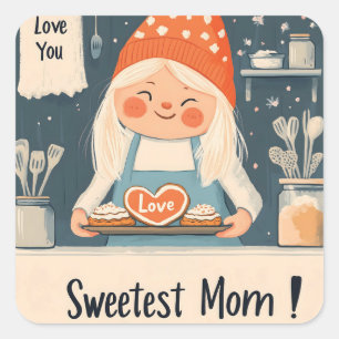 Love You, Sweetest Mom Design Square Sticker