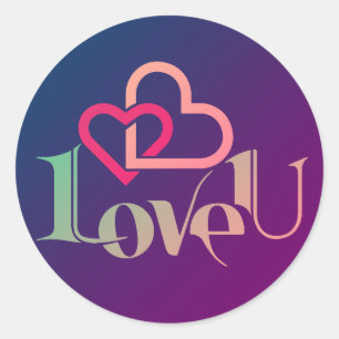Love You,Symbol Classic Round Sticker