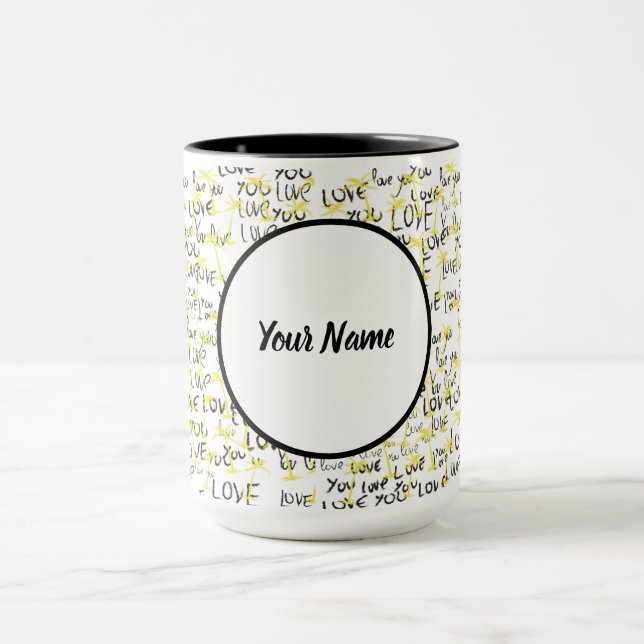 Love You Text Art  Mug (Center)