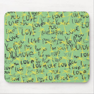 Love You Text Pattern Creative Typography Mouse Pad