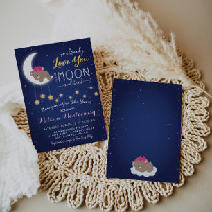 Love You The Moon and Back Baby Shower Invitation