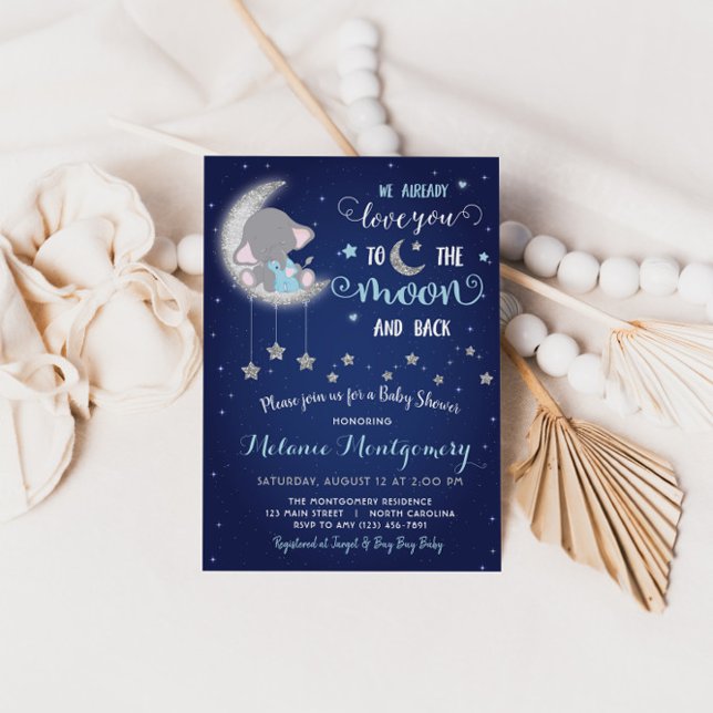 Love You The Moon and Back Baby Shower Invitation (Creator Uploaded)