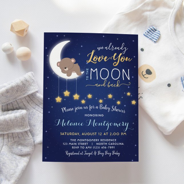 Love You The Moon and Back Baby Shower Invitation (Creator Uploaded)