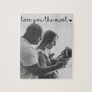 love you the most with heart simple modern jigsaw puzzle