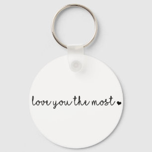 love you the most with heart simple modern key ring
