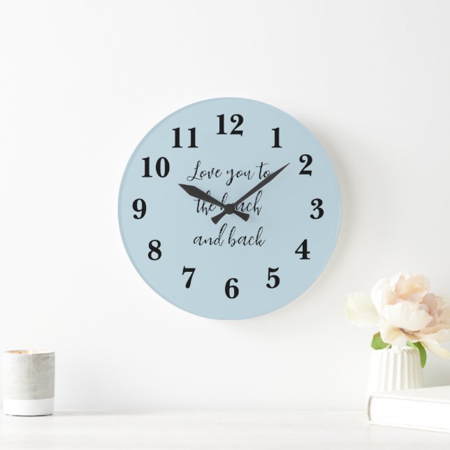Love You to Beach and Back Blue Preppy Large Clock (Home)