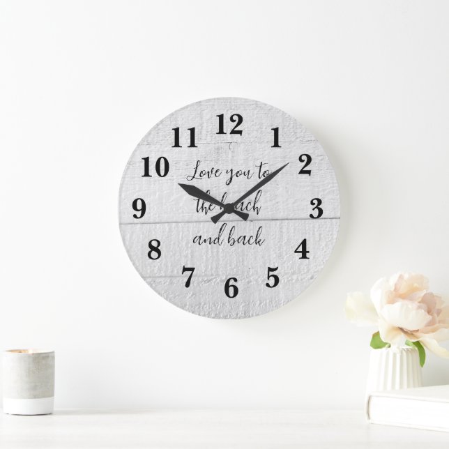 Love You to Beach and Back Rustic Large Clock (Home)