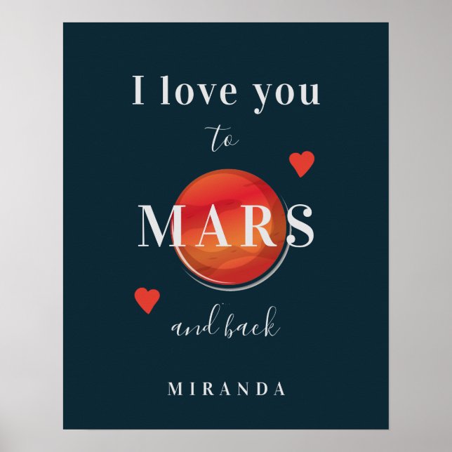 Love you to Mars modern typography Valentine Poster (Front)