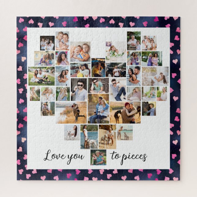 Love you to Pieces Heart Shaped 36 Photo Hearts Jigsaw Puzzle (Vertical)