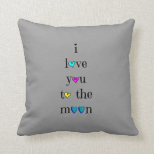 Love you to the Moon.... and back (aqua on grey) Cushion