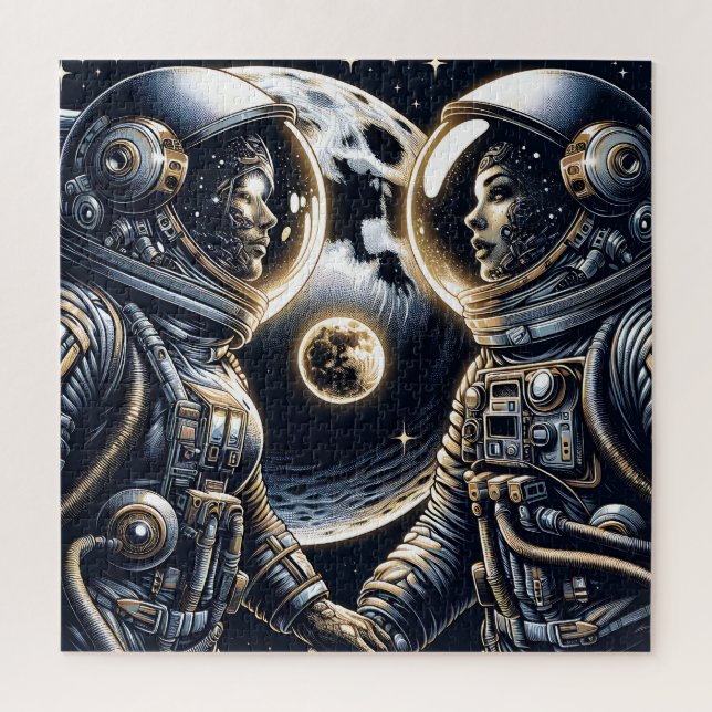 Love You to the Moon and Back | Astronauts Jigsaw Puzzle (Vertical)