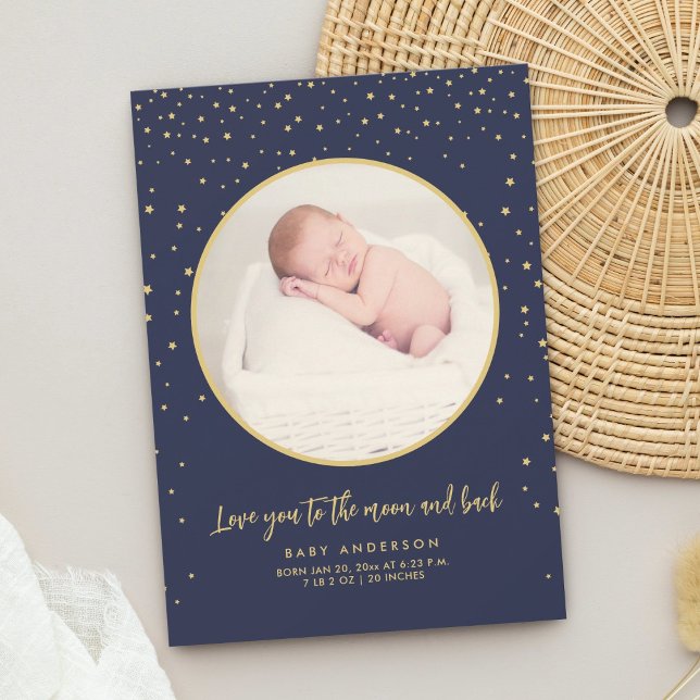 Love You To The Moon And Back Baby Photo Birth Announcement (Creator Uploaded)