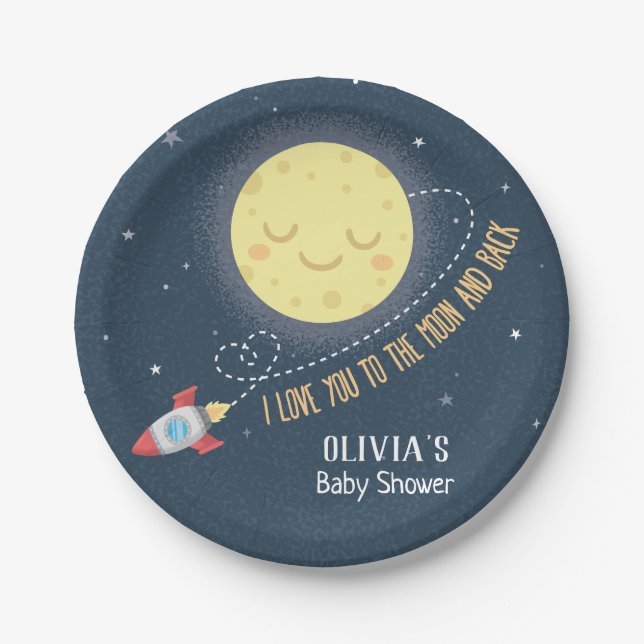 Love You to the Moon and Back Baby Shower Plates (Front)